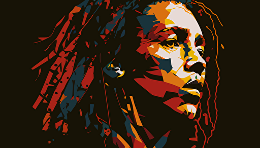 Bob Marley in a flat vector art style