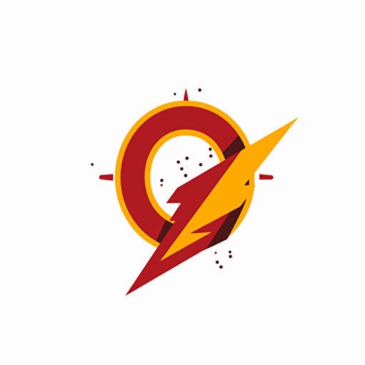 simple flat vector of the letter q with a lightning bolt in the middle where all the edges are smooth with a white background