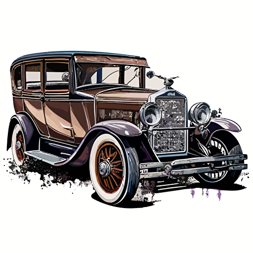 old timer car, vector style, ultra detailed, hypercolor, white background