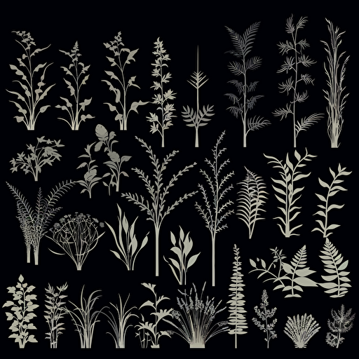 simple 2d vector silhouette of plants