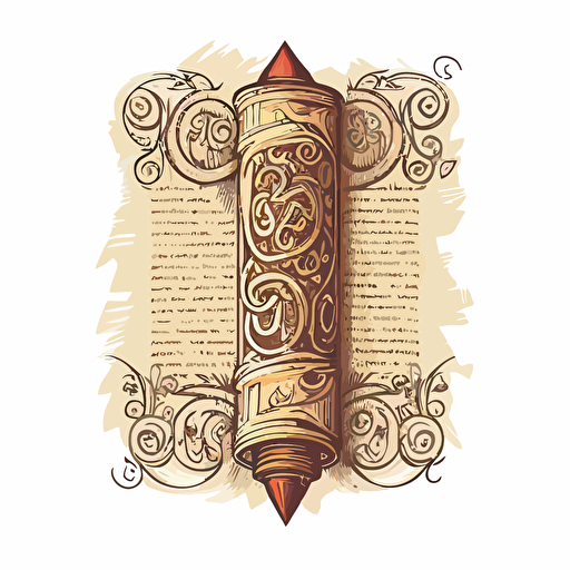 vector logo of a monastic scroll filled with writing, white background