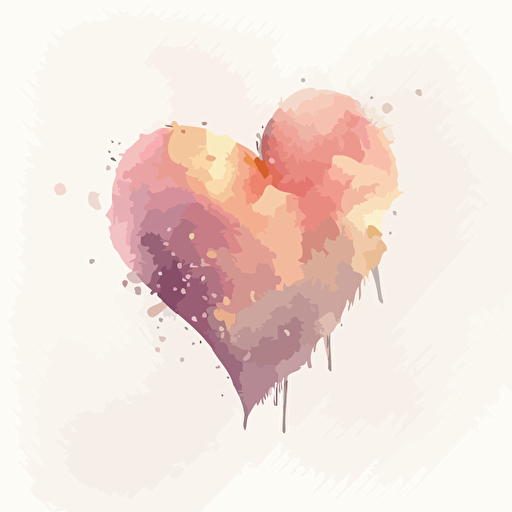 A very cute watercolor heart, less detailed, minimalistic, soft colored, icon, pink, valentines day, vector illustration, card, isolated transparent background