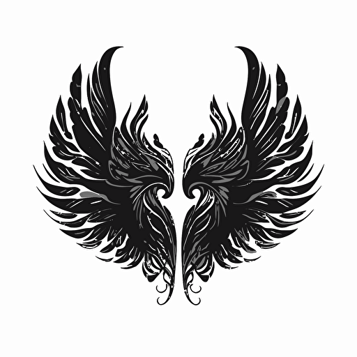 a timeless modern feminine logo of spread wings black vector white background