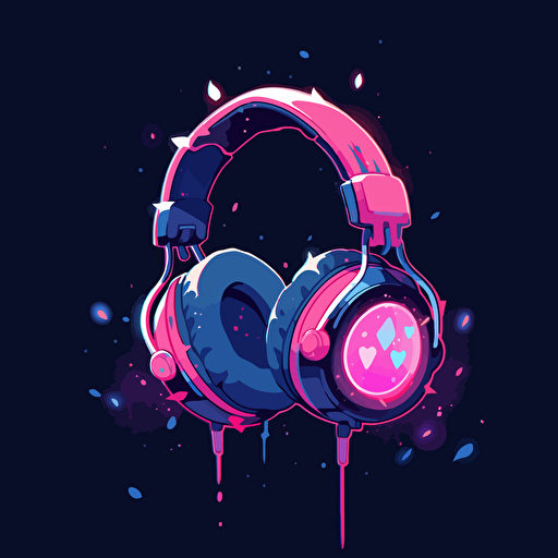 A neon-colored headphone icon, showcasing vibrant and vivid neon colors that create a striking and energetic design, vector illustration,