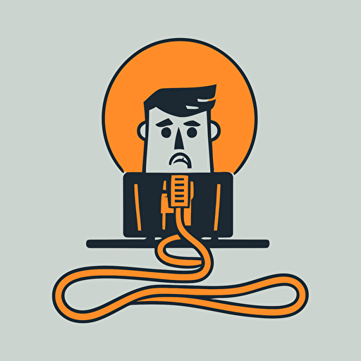 flat vector logo design person unplug ing thier neck from a computer cord