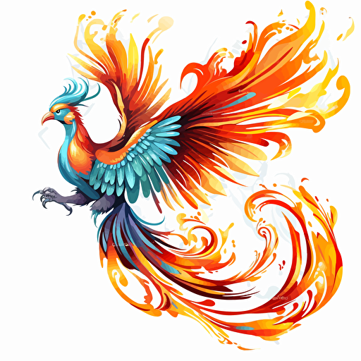 epic phoenix bird sticker png hq white background vector
