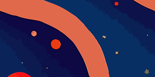 vector illustration style several crescent moons in space, navy blue and orange with a grainy paper texture