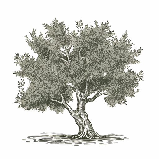 sage green olive tree, line simple line drawing of olive tree, top down, simple vector, white background