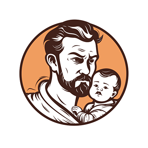 illustration vector logo of a father and baby together, make this design very wholesome and loving