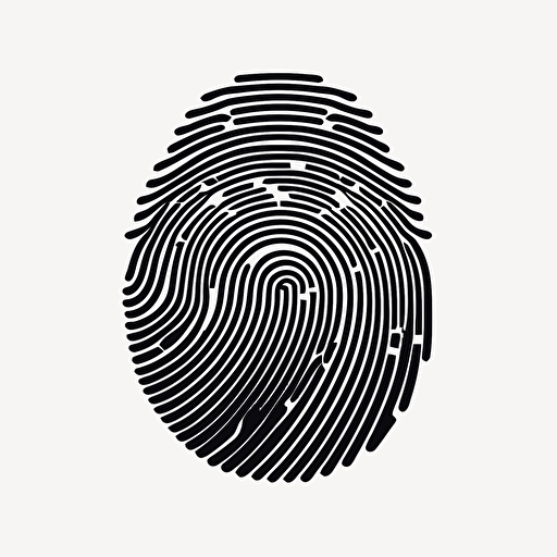 a retro geometric iconic logo of a computerized fingerprint, black vector on white background.