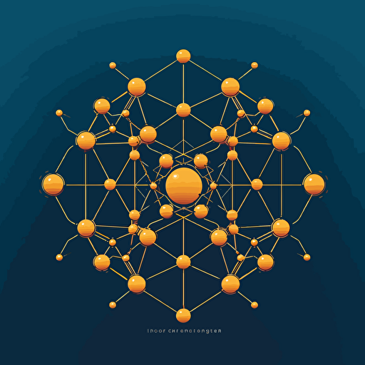 molecular structures, minimalist, Design, Logo, blue and gold, vector drawing, buckminster fuller