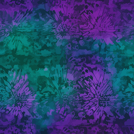 tie dye digital paper in purple, petrol and green; vector seamless background,