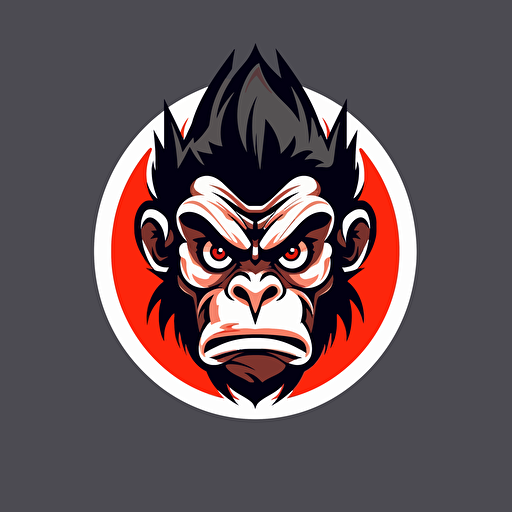 a mascot logo of an angry menacing monkey, vector, simple