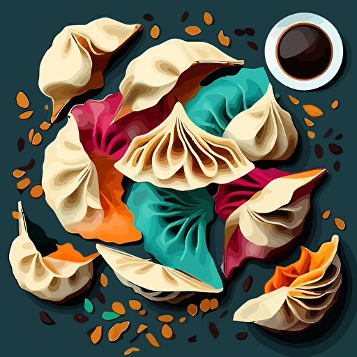 colorful vector art, chinese dumplings