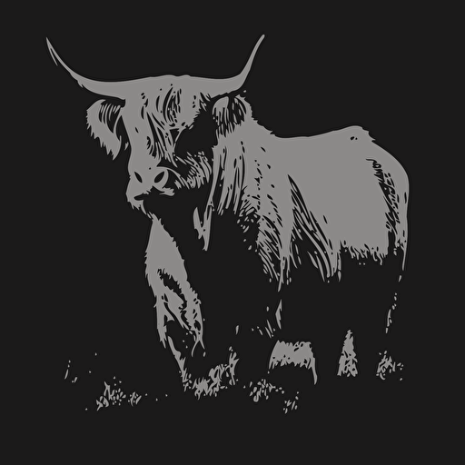 VECTOR HIGHLAND COW IN BLACK AND WHITE