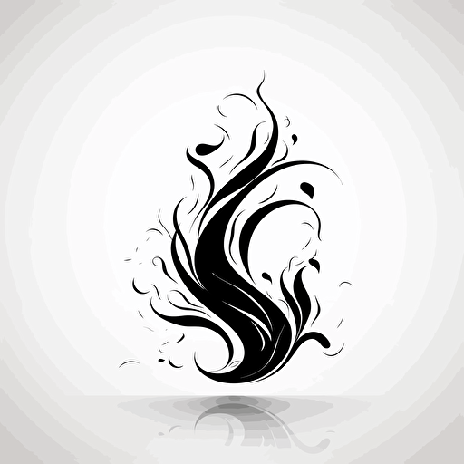 vector flame, black and white, white background