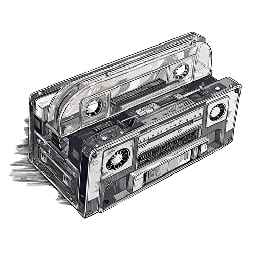 a casette, 2d vector art on white background