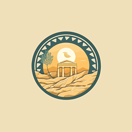 minimal logo for a tourism company, mosaic style, Ancient Athens, vectoral