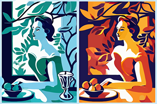 2d vector painting in the style of matisse