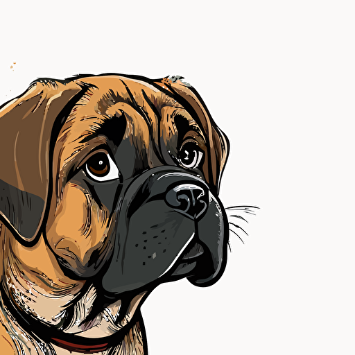 small mastiff dog cartoon vector style
