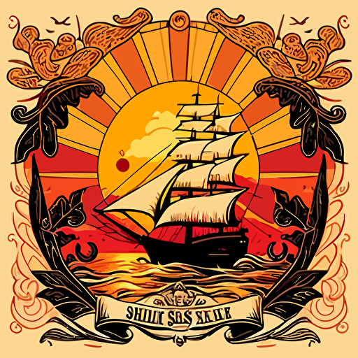 sunrise in the style of Sailor Jerry, vector art