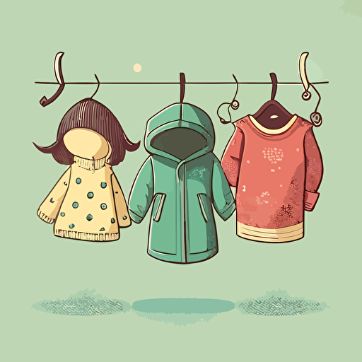 cute vector, clothes on hang, nice color