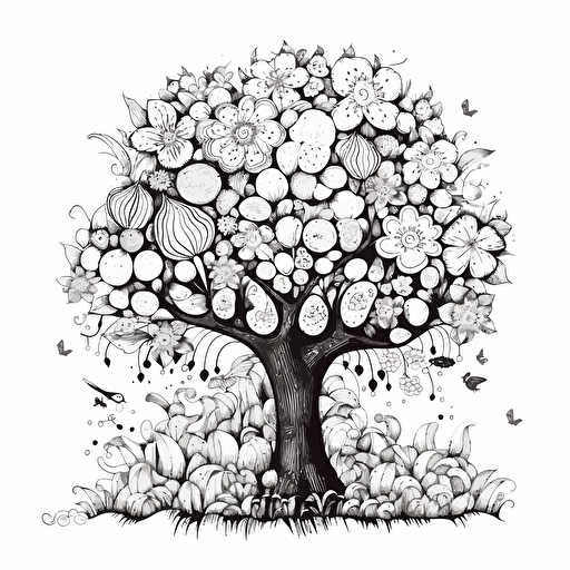 doodly, simple vector art about spring time, white background