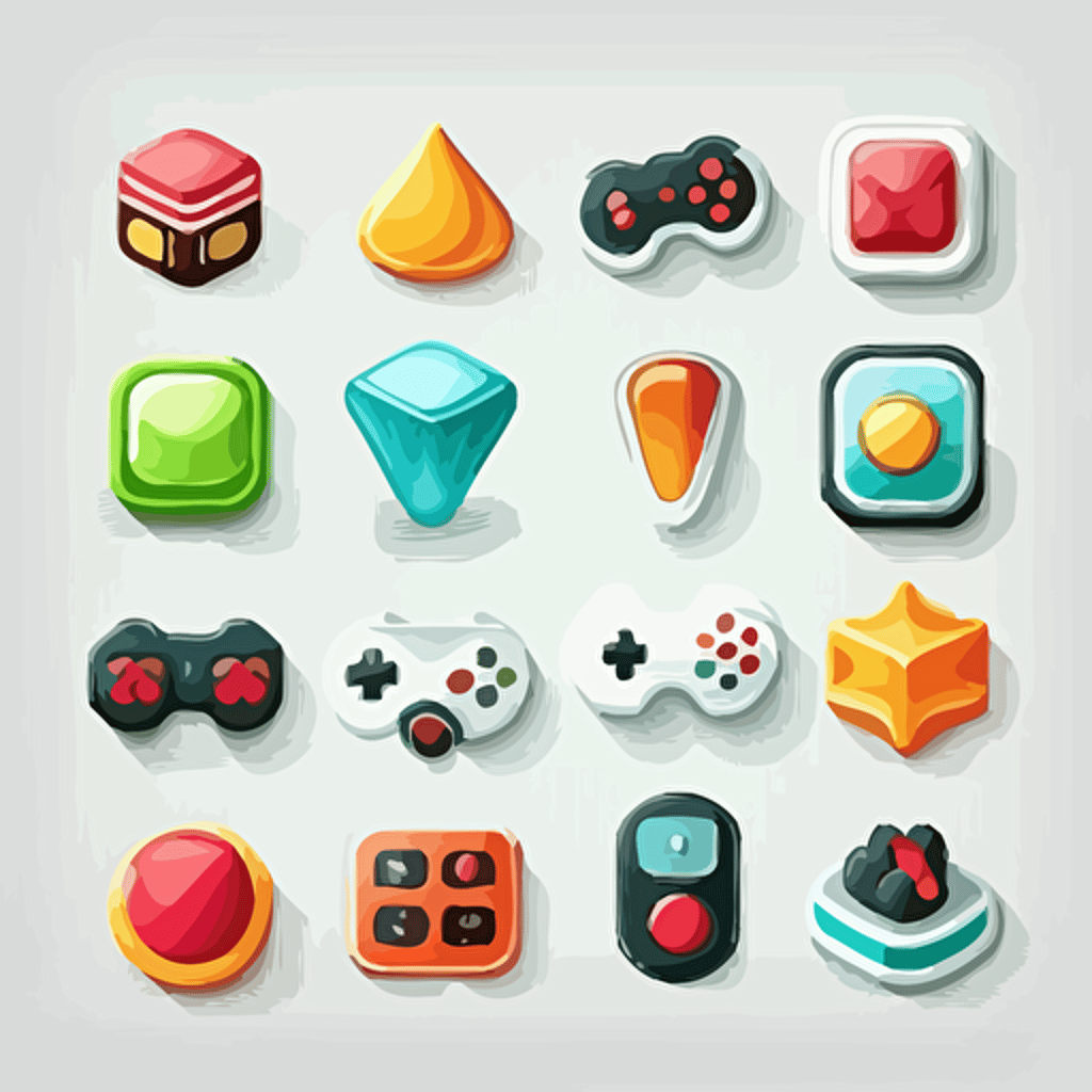 game ui buttons, vector, white background