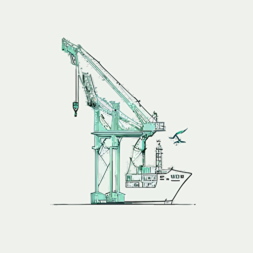 batumi portal crane, white background, vector, minimalism, sea container, minimalism, logo, one line
