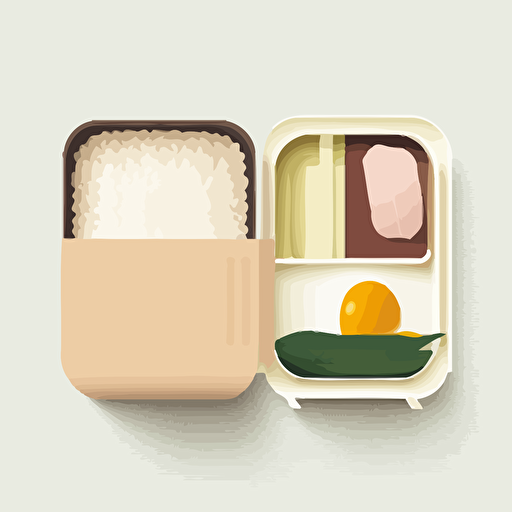 One bento box, minimalistic design, flat light, no shadow, vector art, white background