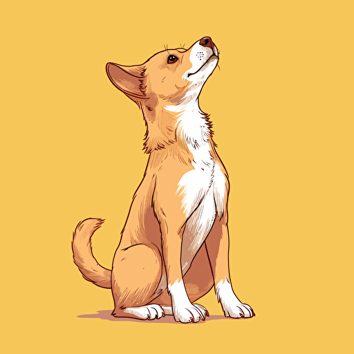 cute dog sitting up with paws in the air, side view, 2d, vector illustration