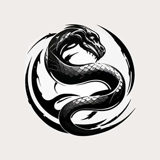 simple mascot iconic logo of snake spinning on itself black vector, on white background