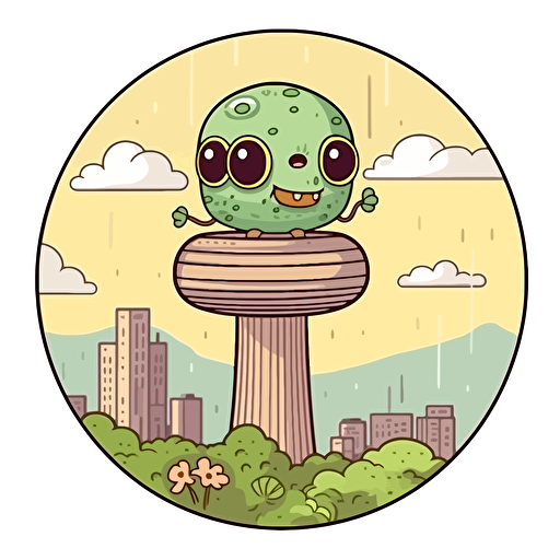 sticker design, super cute pixar style Tower of the Americas, San Antonio, vector
