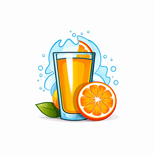 vector logo a glass of orange juice with a slice of orange, clear logo, white background