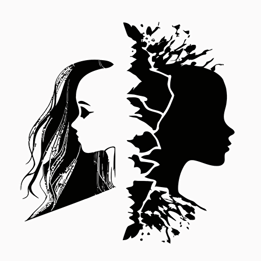 logo for a brand called two sided fashion this will be a spilt logo with two side and be black and white svg vector illustration