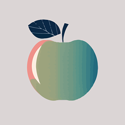 retro style flat vector logo of an apple, minimalistic, only one color, beautiful