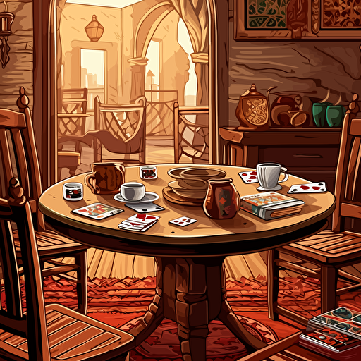 background vector image of table for card games in arabic coffee shops