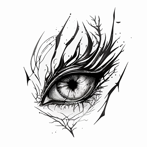 Abstract, minimalist, agressive dragon eye in the style of a single line drawing, Vector, white background, masterpiece, trending on Artstation and Dribbble.