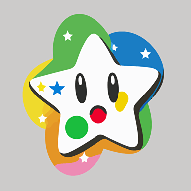 a 2d star, in the style of mario 64 star, takashi murakami style, minimalistic, simple, shooting star, vector , white background