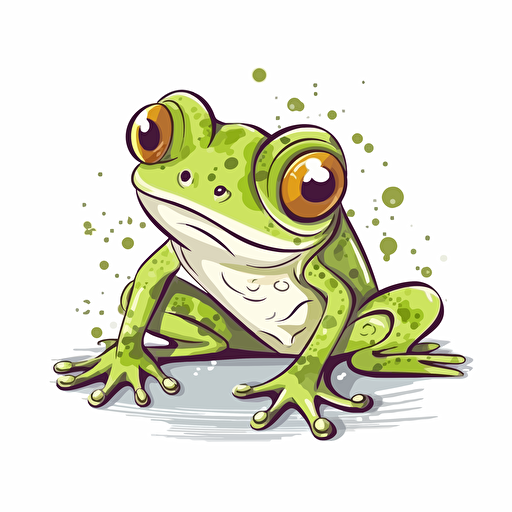 cute illustration of colorful frog, vector, contour, white and easy to separate background