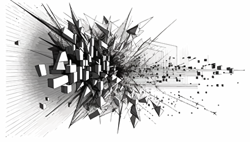 A detailed technical 3-dimensional sketch of a latent space of only thin line of a machine learning model analysis of an image with thousands of arrows, an image consisting of a lot of vectors, a charcoal sketch with white background