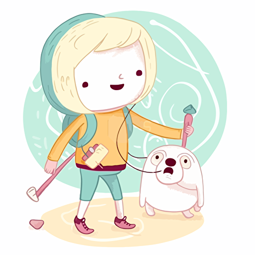 LITTLE WHITE CHILD drawn in the style of adventure time, VECTOR STYLE