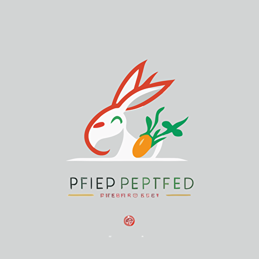 rabbit logo, flat style, 2D, vector, minimal, modern, cute, chili pepper, clean, white background, simple style, restaurant, line