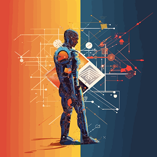 AI is the new knowledge, arrow, students, vector style