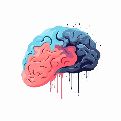 brain, white background, flat colors, vector style