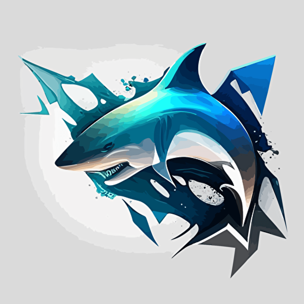 combination of shark a futuristic and tough logo,vector