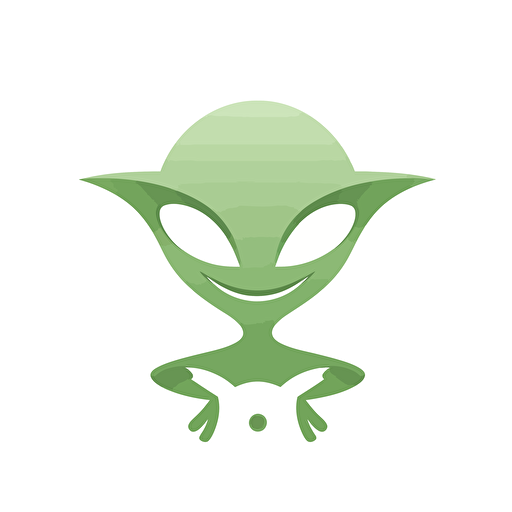 A Head of Green Alien ::0.0 "style" "corporate logo" "minimalist" "flat vector" "simple" "white background" "subject" "Green Alien: A minimalist outline of a happy alien, symbolizing the uniqueness and everyday mood."} ::1.0 IterativeChaos ::0.0