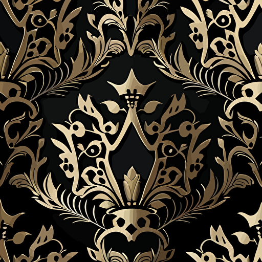 create a vector seamless pattern of a crown, black, v5
