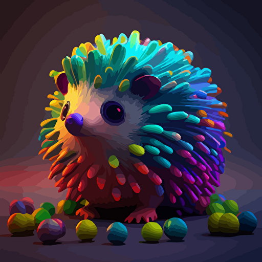 cute hedgehog in the style of Ralph Mcquarrie, vector art, colorful, bright pastels, unreal engine 5