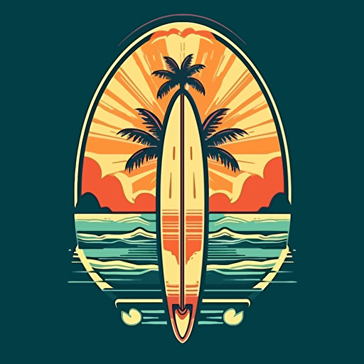 sup board, sea, summer, vibe style, vector logo